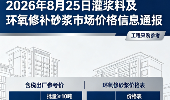 丹巴2026年8月25日灌浆料及环氧修补砂浆市场价格信息通报